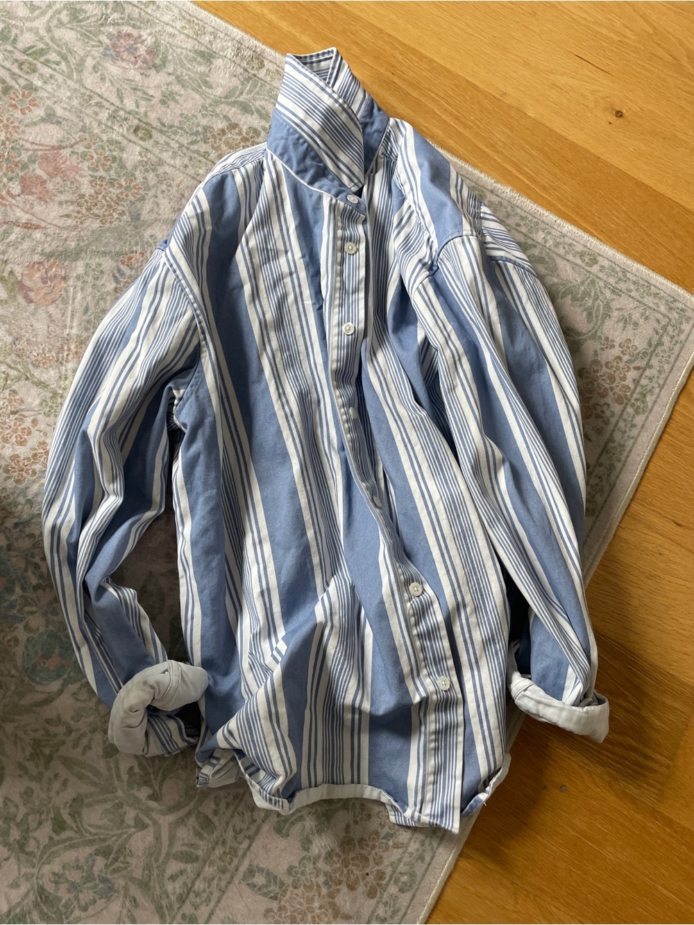 Aimé Leon Dore XXL Blue and White Striped Button Down Shirt